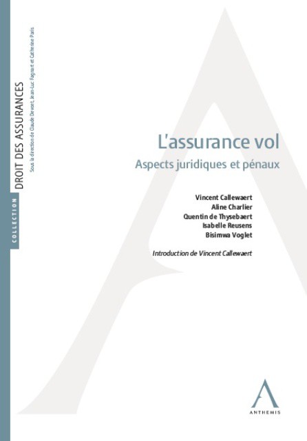 L'assurance vol - Aspects juridiques et pénaux