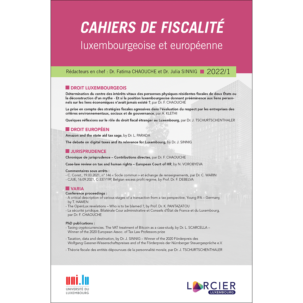 Cahiers de fiscalité luxembourgeoise et européenne