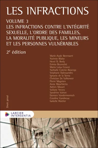 Les infractions - Volume 3 : Les infractions contre l’intégrité sexuelle, l’ordre des familles, la moralité publique, les mineurs et les personnes vulnérables 