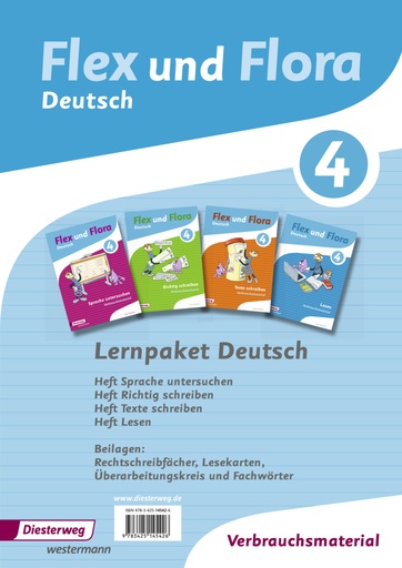[9783425145426] Flex und Flora - Deutsch, Lernpaket Deutsch 4 (Verbrauchsmaterial), 4 Hefte