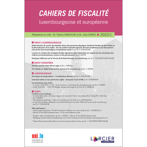 [9782807932944] Cahiers de fiscalité luxembourgeoise et européenne