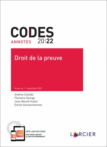 [9782807937444] Codes annotés - Droit de la preuve - 2022