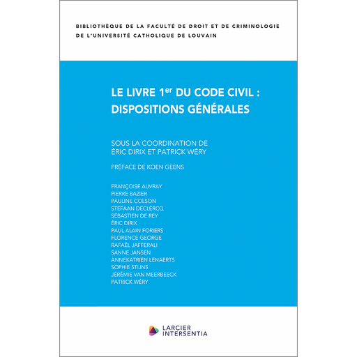 [9782807945807] Le Livre 1er du Code civil - Dispositions générales