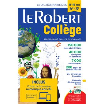 [9782321019169] Le Robert Collège + dictionnaire en ligne (dictionnaire unilingue fr-fr)