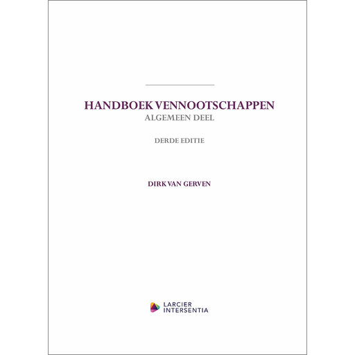 [9789400017641] Handboek Vennootschappen - Algemeen deel - Derde Editie